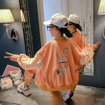 Girls foreign style autumn baseball suit set 2021 New Korean childrens fashion spring and autumn sports sweater two-piece set