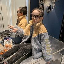 Girls winter thickened imitation lamb wool coat 2021 New Korean childrens foreign style autumn winter coat childrens clothing