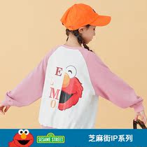 Sesame Street Girls Net Red Ocean Air Garment Spring and Autumn 2021 New Korean Childrens Autumn Fashion Top Wear Tide