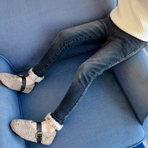 Girls foreign style jeans 2021 New Korean childrens autumn and winter fashionable pants girls winter trousers childrens clothing