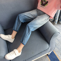 Girl spring and autumn foreign style jeans 2021 New Korean childrens fashion father pants girls autumn trousers childrens clothing