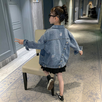 Girls denim coat princess spring and autumn 2021 new foreign style Korean children Girl autumn fashion denim coat