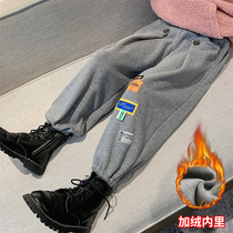 Girls plus velvet pants 2021 autumn and winter New Korean fashion Childrens casual pants girls winter padded pants tide
