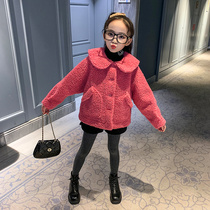 Girls foreign style autumn and winter imitation lamb fleece coat 2021 new childrens winter thick particle velvet coat childrens clothing