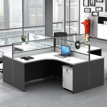 Office Furniture Desk Chair Composition 4 Persons Staff Desk Four Station Screen Holder Office Table