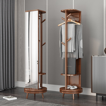Net red rotating full-length mirror Solid wood hanger Floor-to-ceiling simple one-piece mirror Household coat rack multi-function fitting mirror