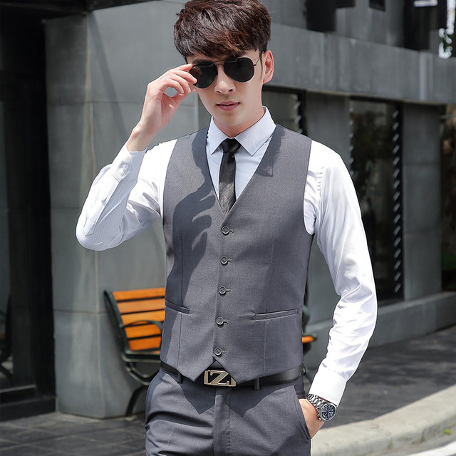 ພາກຮຽນ spring ແລະດູໃບໄມ້ລົ່ນທີ່ດີທີ່ສຸດຜູ້ຊາຍແລະ Groom Brotherhood Slim Casual Professional Suit Vest ເສື້ອສີຂາວຜູ້ຊາຍຊຸດແຕ່ງງານ