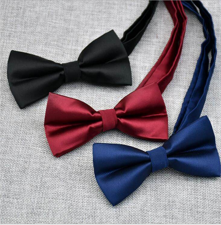 男士韩版经典纯色领结单色光面双层平头领结时尚素色亮面领结