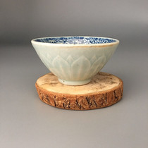 Guangxu Lotus Blue and white bucket cup tea antique retro art hand-painted single Cup home goods cultural folk nostalgia