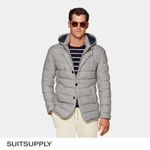 SUITSUPPLY-Carter Light Grey Wool Casual Down Jacket for Men