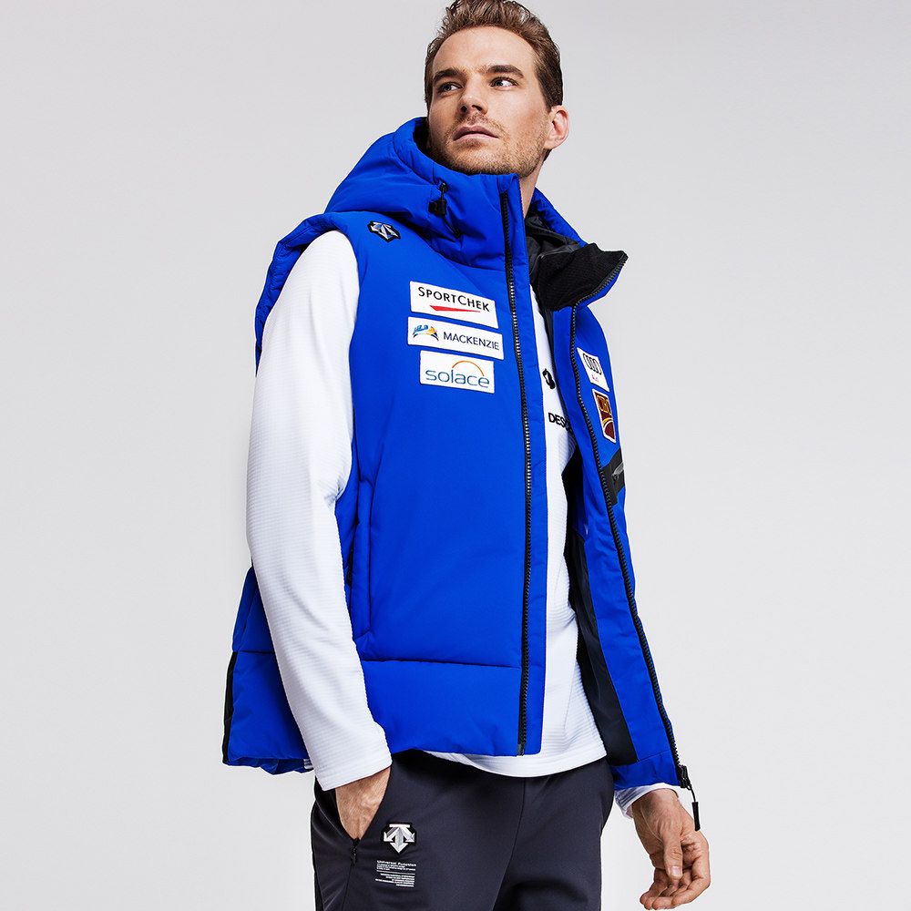 descente迪桑特 瑞士滑雪队同款 男子连帽羽绒马夹 d7423sdv70