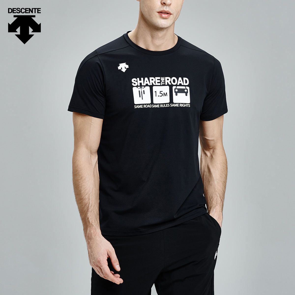 descente迪桑特男子短t 圆领速干运动训练短袖t恤d7331cts64