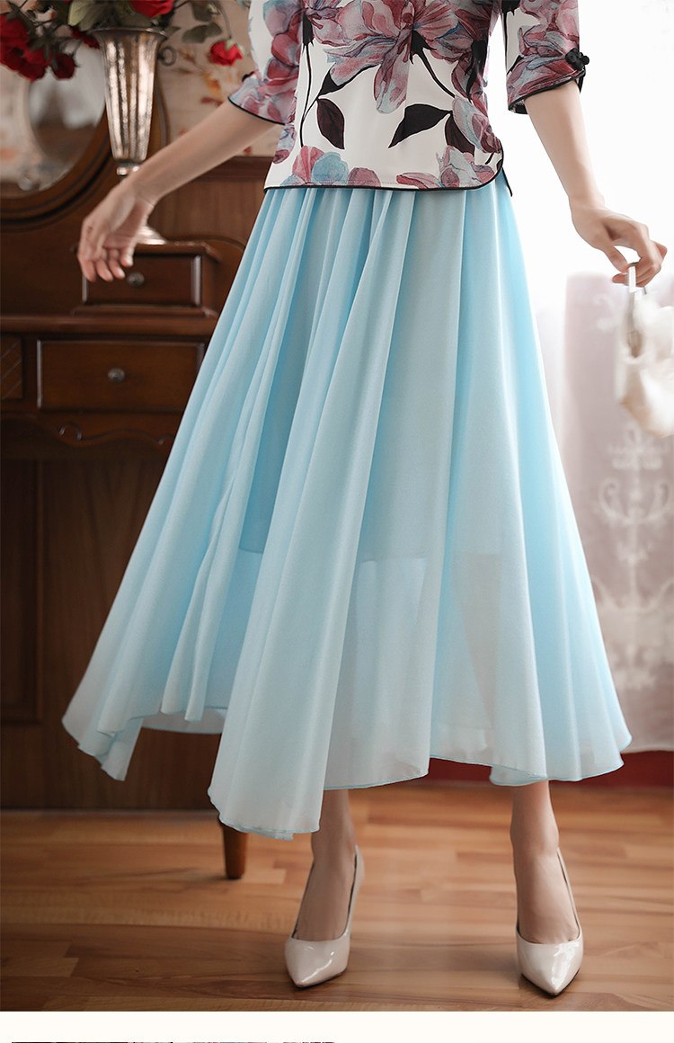 8979实拍2020夏季新款小清新文艺雪纺纱裙半身裙百搭裙