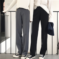 Wide leg pants Womens spring and autumn high waist large size vertical straight suit pants loose casual simple drop sense mopping trousers