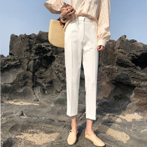 Harem pants womens 2021 summer new high-waisted straight loose suit pants cigarette tube thin feet pencil nine-point pants