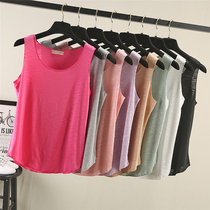 Summer cotton sling womens outer vest Thin Thin wear sleeveless round neck solid color base shirt top