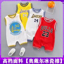 Newborn Baby Clothes Summer Thin with sleeveless vests one-piece clothes 1 Pure cotton Harvest Summer clothes Mens baby climbing 369