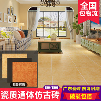 Guangdong tiles matte 600X600 antique tiles European bedroom study floor tiles Non-slip wear-resistant floor tiles