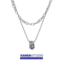 KANSAI homemade long style inins wind double ring 100 lap acrosse sweater necklace minimalist small crowdsourced titanium steel