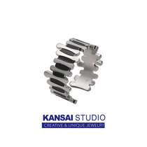 KANSAI titanium steel personality retro fence irregular streak ring opening adjustable ring male and female couple tide