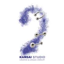 KANSAI small dumbbells round bead screwball fastening double head face ear nail three sets of titanium steel personality brief Han version ear decorated ear clip