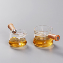 Taiwan Yilong thickened heat-resistant glass solid wood side fair cup high temperature tea set filter boiled tea sea heating