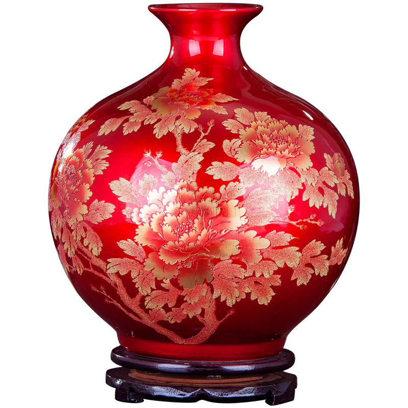 Jingdezhen ceramics red crystal glaze vase flower arranging I and contracted creative home sitting room adornment is placed