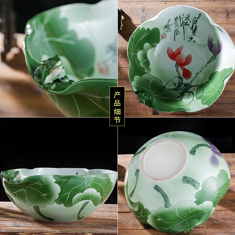 Jingdezhen ceramic furnishing articles aquarium water shallow water lily cuhk refers to basin water lily tortoise cylinder storage cylinder porcelain