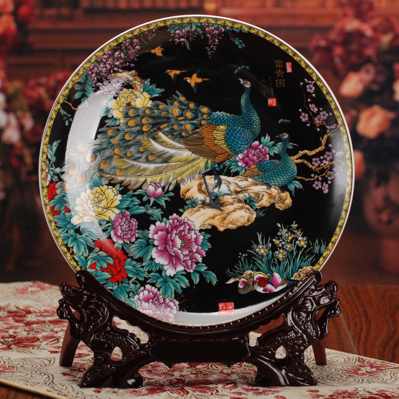 Jingdezhen ceramics faceplate fashionable sitting room adornment home decoration to the base plate of furnishing articles arts and crafts