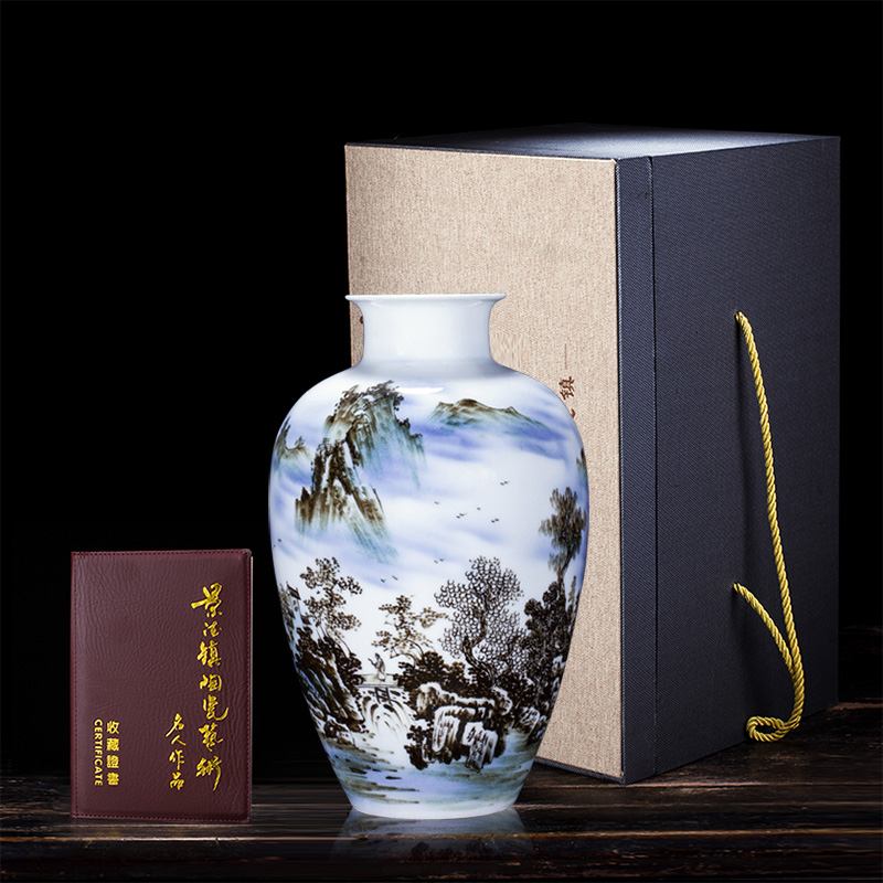 Jingdezhen ceramics hand - made of blue and white porcelain vase flower arranging akiyama agile Chinese style household act the role ofing is tasted the new home decoration