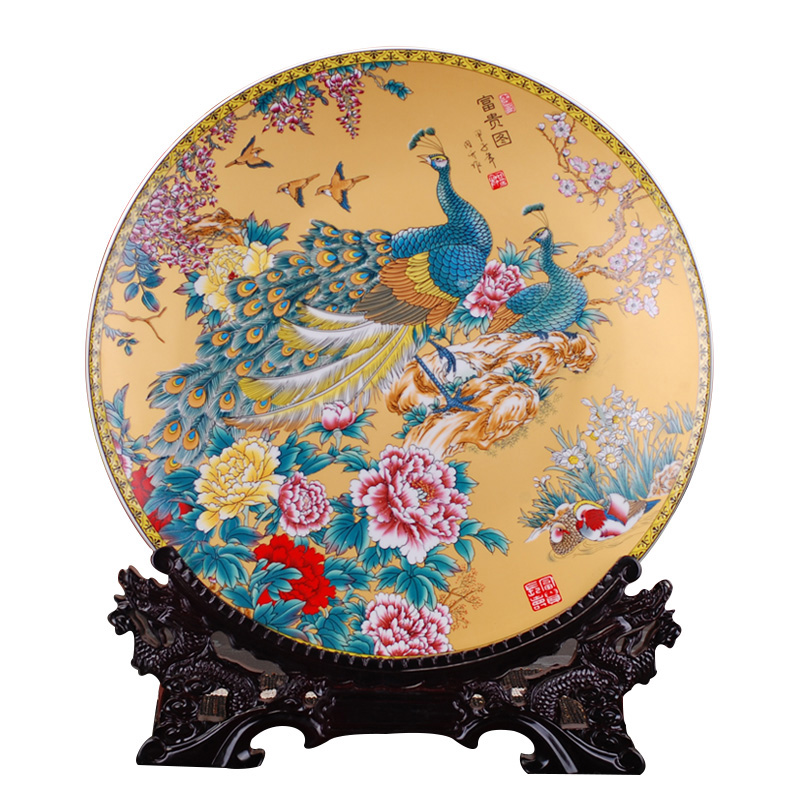 Jingdezhen ceramics faceplate fashionable sitting room adornment home decoration to the base plate of furnishing articles arts and crafts
