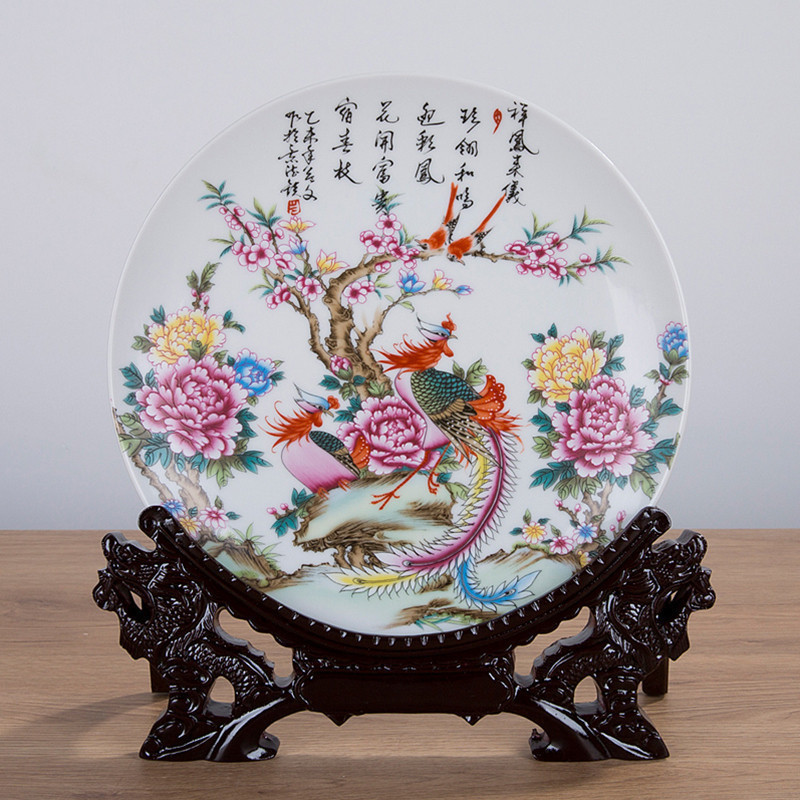 Jingdezhen ceramics decorated hang dish plate 21 cm plate of household adornment handicraft furnishing articles