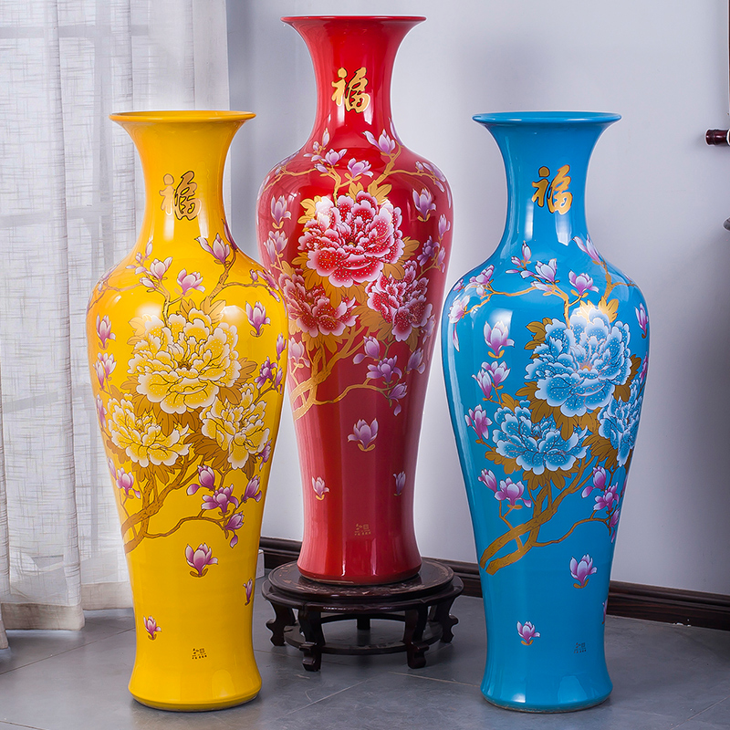 Jingdezhen ceramics of large vase Chinese red peony flowers prosperous sitting room hotel decorative home furnishing articles