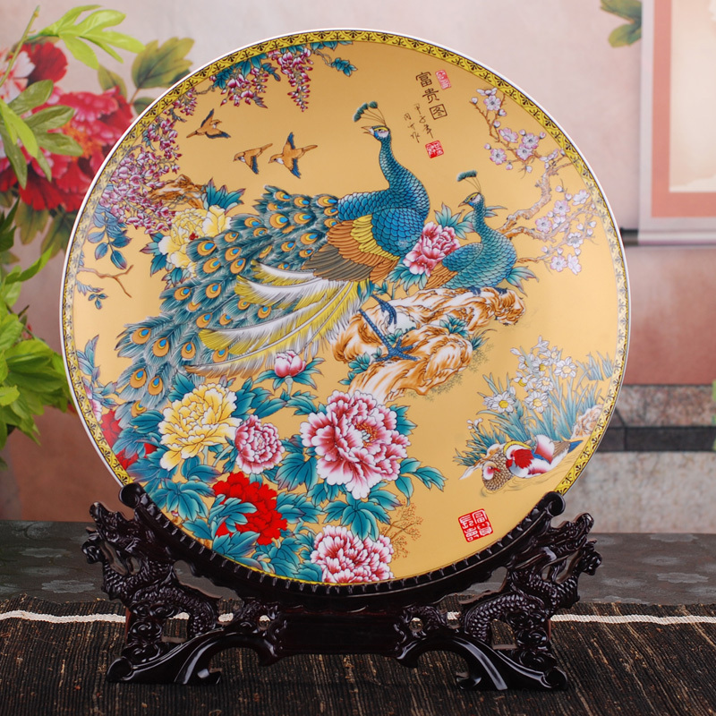 Jingdezhen ceramics faceplate fashionable sitting room adornment home decoration to the base plate of furnishing articles arts and crafts