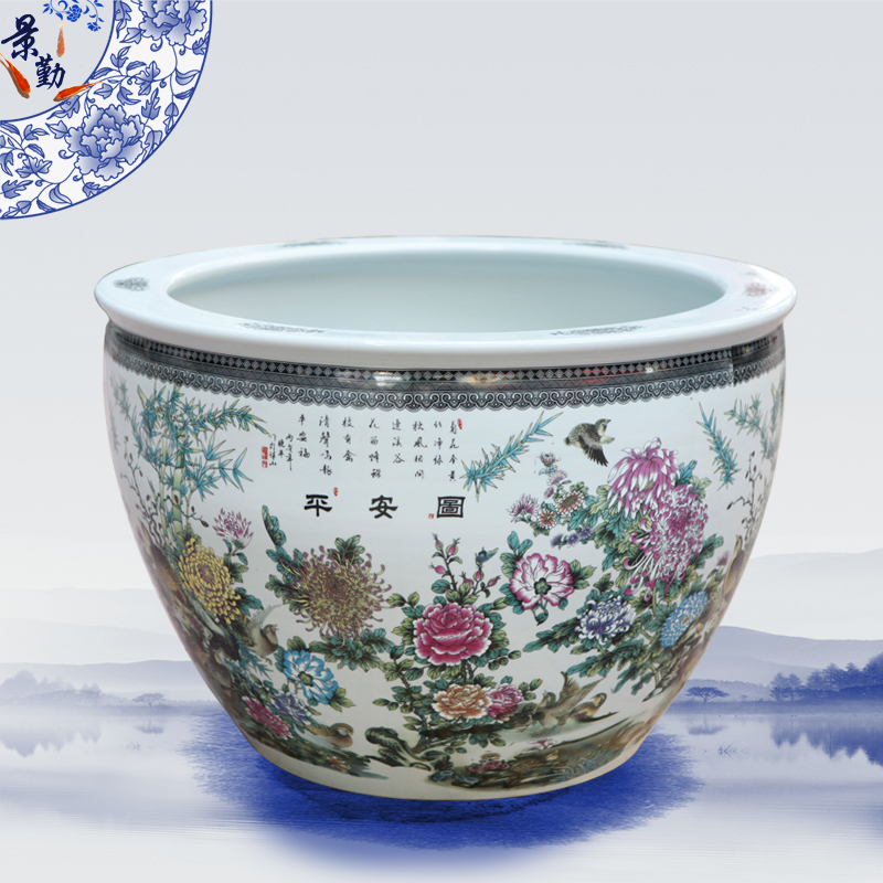 Jingdezhen ceramics basin of water lily lotus tank to raise a goldfish bowl bowl lotus cylinder tortoise GangPen furnishing articles