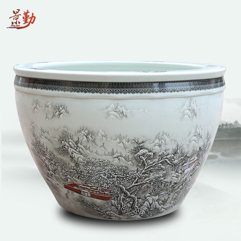 Jingdezhen ceramics from pastel landscape characters daikin aquarium water shallow tortoise cylinder water lily refers to basin of lotus furnishing articles