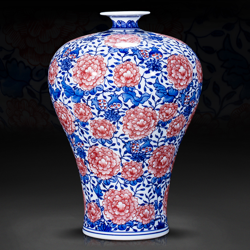 Jingdezhen ceramics archaize mei bottle of blue and white porcelain vase furnishing articles collection of new Chinese style sitting room adornment is placed arranging flowers