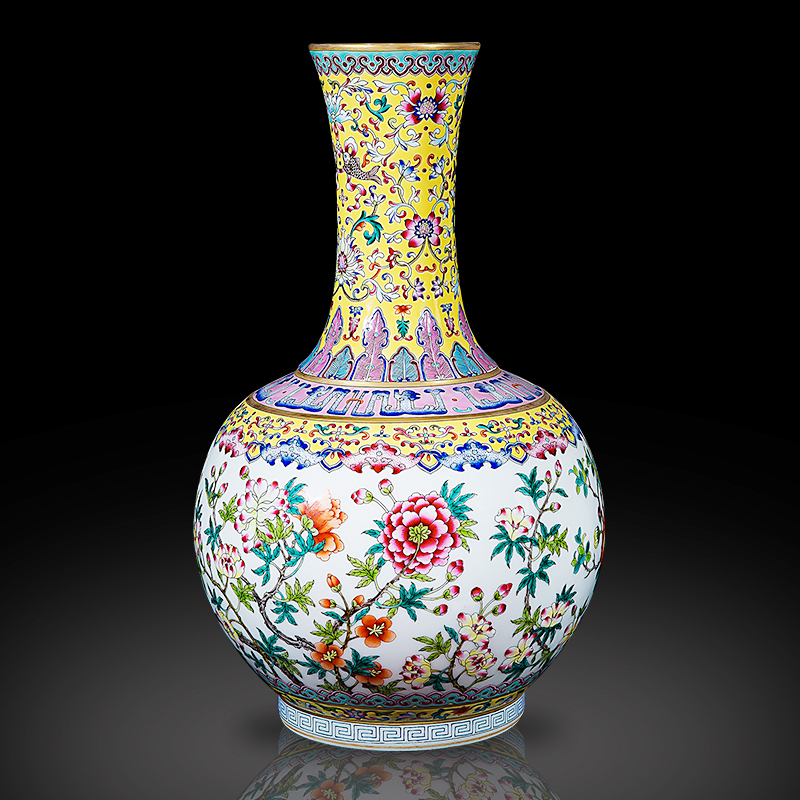 Jingdezhen ceramics archaize the qing qianlong enamel see colour yellow floral bottles of sitting room home decor collection furnishing articles