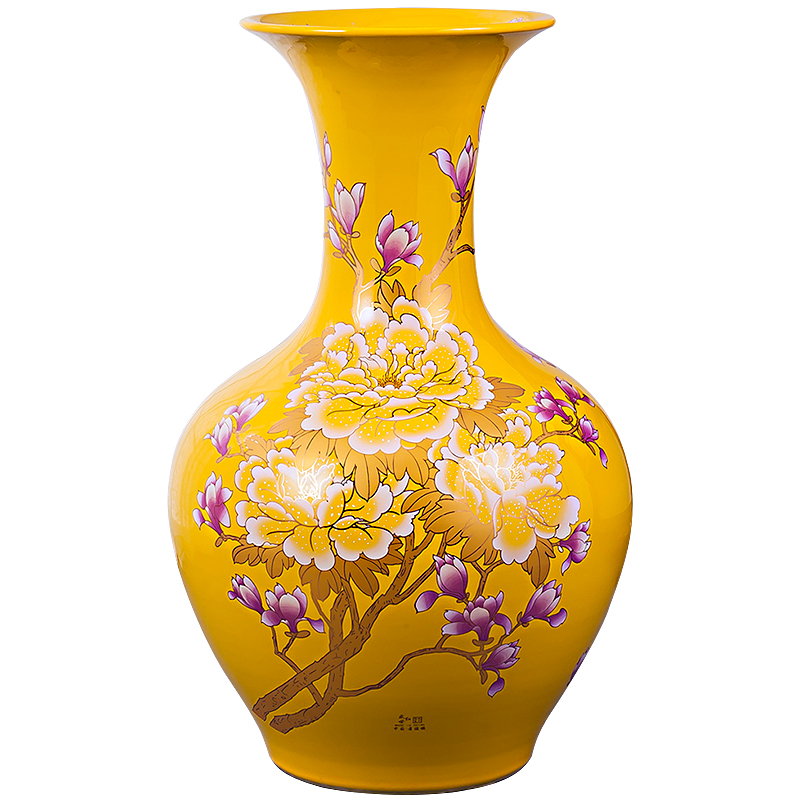 Jingdezhen ceramic big vase furnishing articles sitting room adornment of Chinese red yellow blue black porcelain vase large process