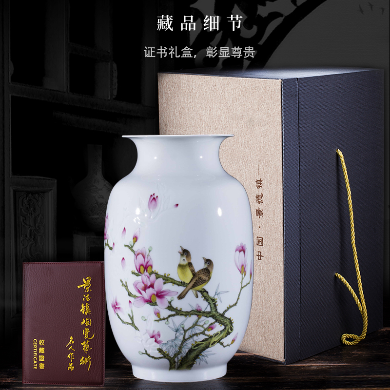 Jingdezhen ceramics vase furnishing articles CV 18 flower arranging device offerings and sitting room adornment furnishing articles of the new Chinese style household