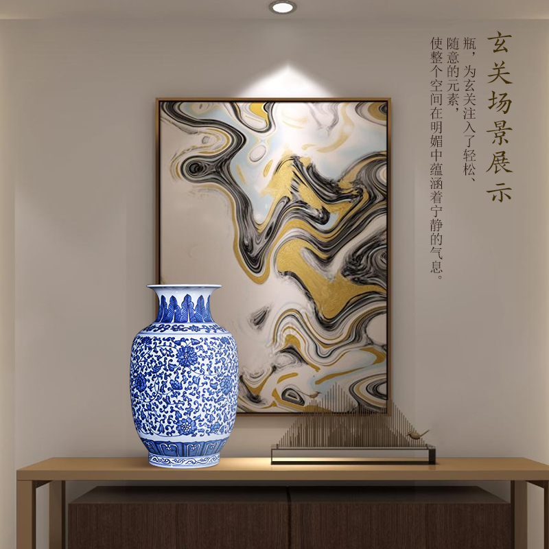 Jingdezhen ceramics imitation the qing qianlong blue auspicious pattern design of Chinese style living room home furnishing articles