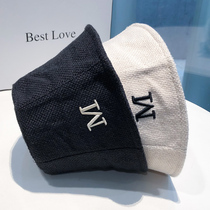 Autumn and winter New Fashion Japanese fishermans hat female Tide brand knitted bucket hat face small ins Net Red M letter basin hat