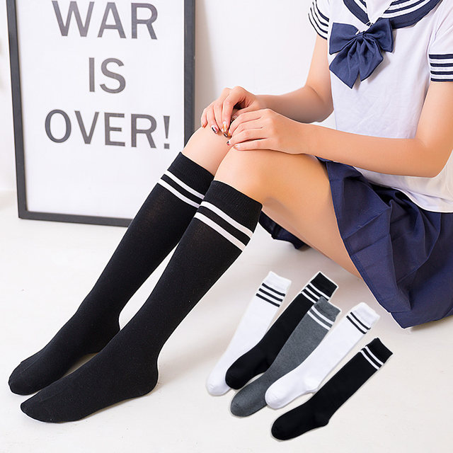 ໂສ້ງຂາຍາວສຳລັບຜູ້ຍິງເໜືອຫົວເຂົ່າໃນລະດູໃບໄມ້ຫຼົ່ນ ແລະລະດູໜາວ ໜາຍີ່ປຸ່ນ jk ກາງ calf stockings set cotton half-high trend ins