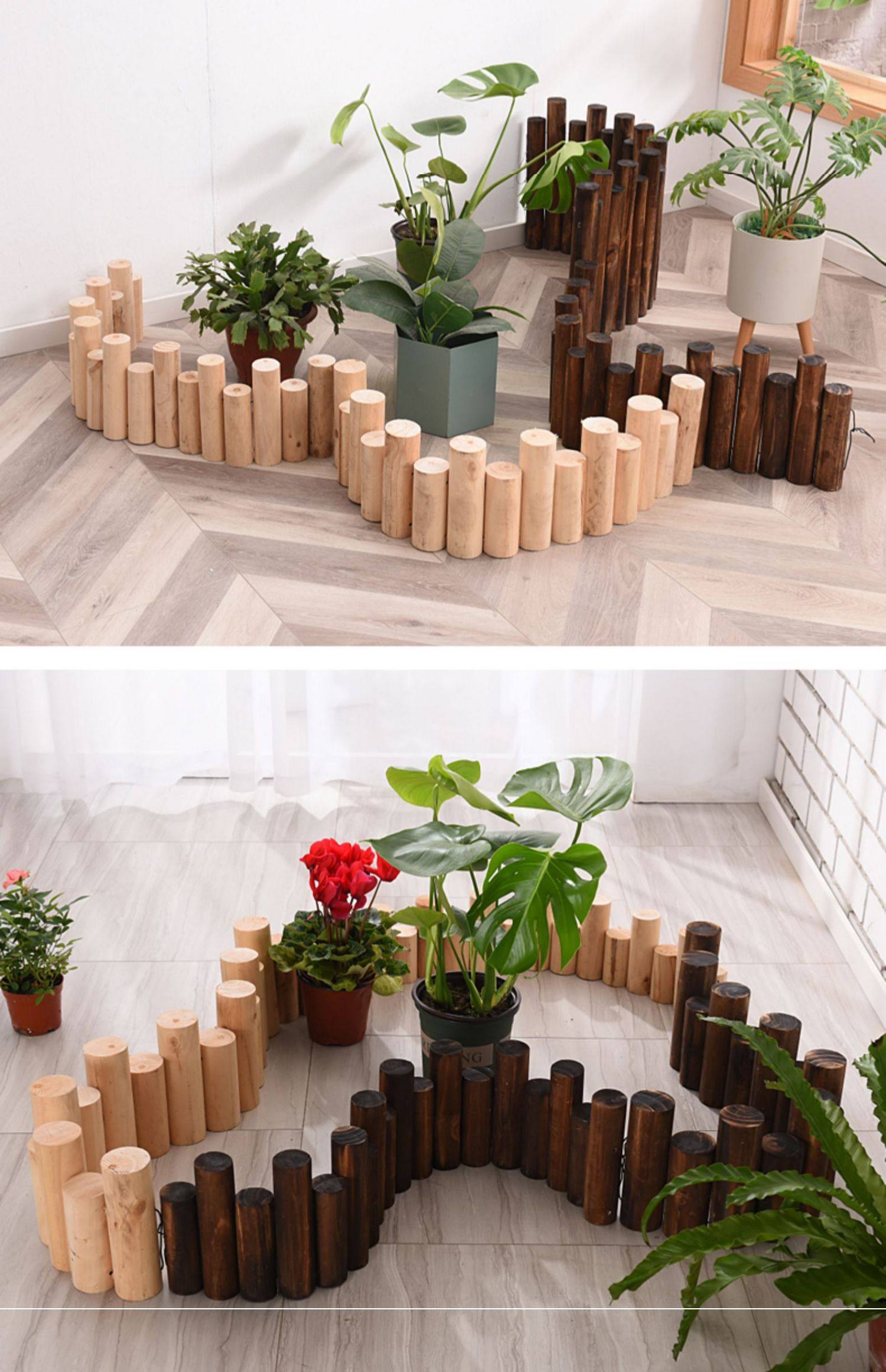 防腐木栅栏室内装饰围栏阳台庭院花园篱笆碳化实木松木桩护栏户外