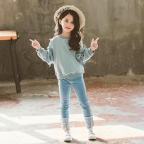 Girls suit Spring and autumn 2023 new children Long sleeves Han version Ocean Air Great Kids Trendy Sports Casual Two Sets