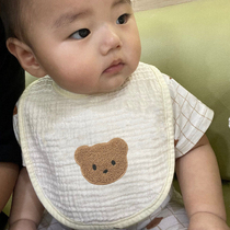 ins Korean wind small bear beginner baby full cotton round mouth newborn baby anti-puff milk pure cotton cotton cloth spat