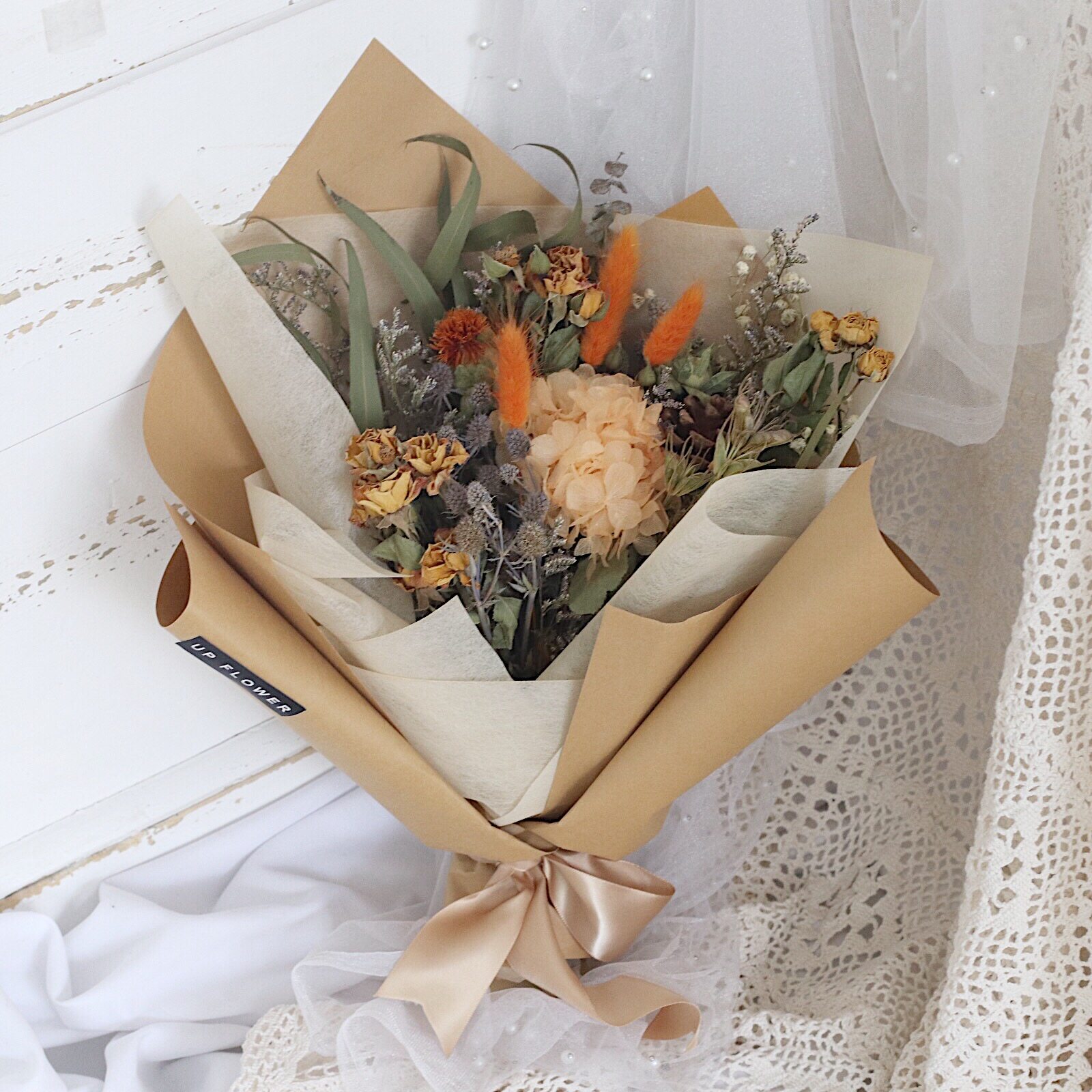 ins韩风绣球干花束生日答谢客户女人节带礼盒伴手礼物定制