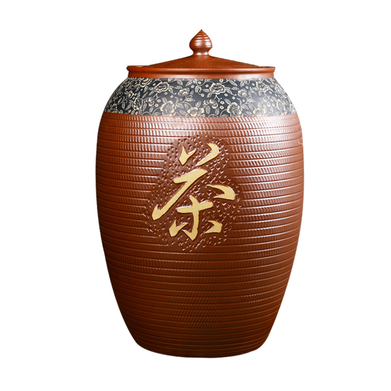 Jingdezhen hand - carved ceramic tea urn large storage tank cylinder storage tanks tank 50 pounds