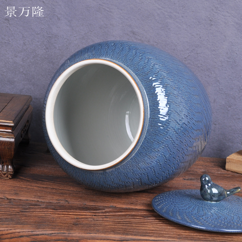 Jingdezhen ceramic barrel throwing 20 jins variable glaze 30 kg of grain storage tank ricer box meter box meter box