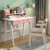 Childrens solid wood desk Girl bedroom writing desk Student home desks and chairs Small apartment learning desk Nordic ins